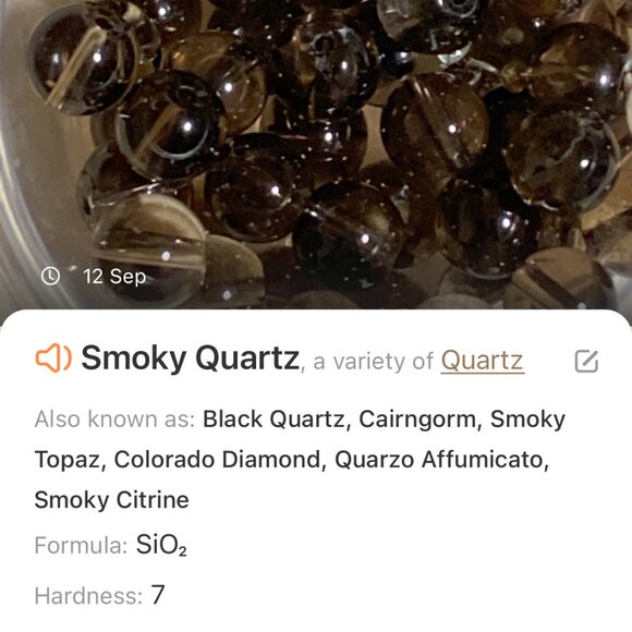 Natural Smoky Quartz Short Necklace, Genuine Gemstone + Bronze Round Mushroom - Picture 13 of 14